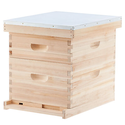 #ad 20 Frame Beehive Complete Box Kit 10 Deep 10 Medium Langstroth Bee Hive Frames $125.99