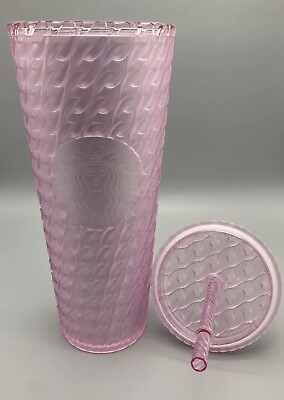 #ad Starbucks 2024 Matte Light Pink Soft Touch Chain Link Venti Cold Cup Tumbler $24.99
