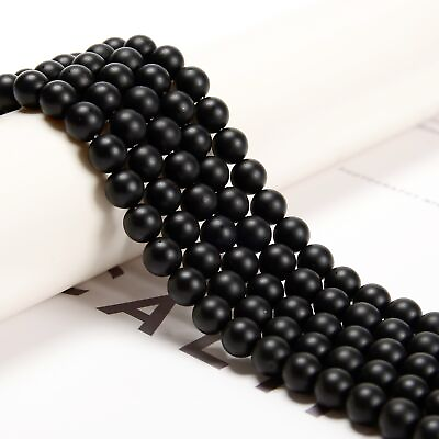 #ad Black Onyx Matte Round Beads 4mm 6mm 8mm 10mm 12mm Approx 15.5quot; Strand $6.49