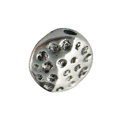 #ad 50PCS Tibetan Silver hammered flat round beads A11230 $5.72