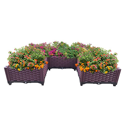 #ad 5PCS Plastic Raised Garden Bed Planter Kit for Planter Grow Self Watering $66.59