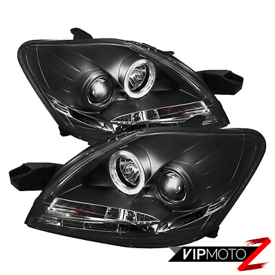 #ad Black Halo Angel Eye Projector LED HeadlightDRL For 07 11 Toyota Yaris 4D Sedan $208.31