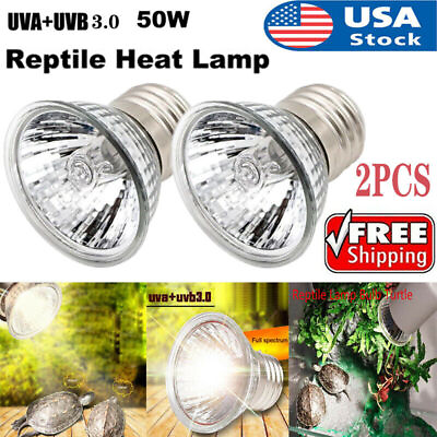 #ad 2x25 50 75W Reptile Lamp UVAUVB 3.0 Pet Heat Lamp Turtle Basking Light Bulb UV $7.13