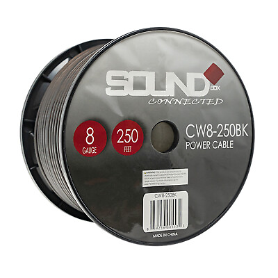 #ad SoundBox CW8 250BK 8 Gauge 250#x27; CCA Amplifier Power Ground Amp Wire Spool $54.95