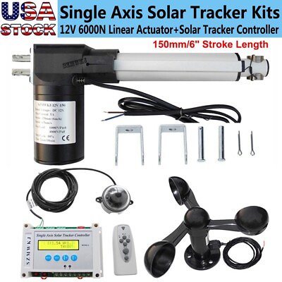 #ad Solar Tracker 6000N 6quot; Linear Actuator Electronic Controller Anemometer Kits $109.99