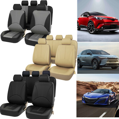 #ad Leatherette Front Car Seat Covers Full Set Cushion Protector Universal 4 Season $28.62