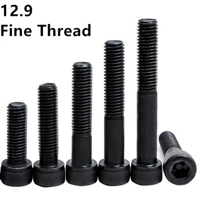 #ad Fine Thread Black 12.9 Steel Hex Socket Bolts Cap Head Screws M6 M8 M10 M12 $8.36