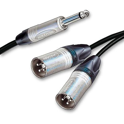 #ad Neutrik Mono Jack Split to 2 Dual Male XLR Cable. Splitter Duplicator Lead 1m 2m $52.79
