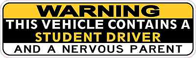 #ad 10x3 Student Driver and Nervous Parent Sticker Car Truck Vehicle Bumper Decal $7.99