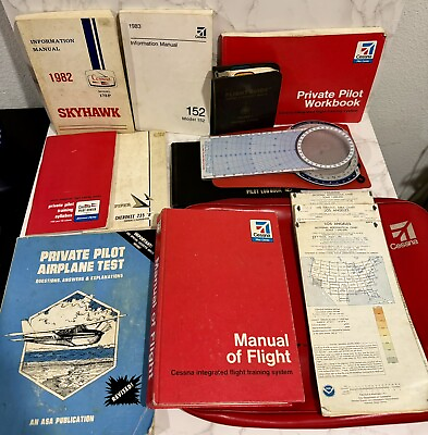 #ad Vintage Lot Cessna and Pilot Manuals Workbooks Log Book With Original Case *READ $49.99