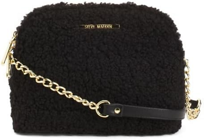 #ad Steve Madden Womens Bmaggie Sherpa Handbag Black Gold $36.49