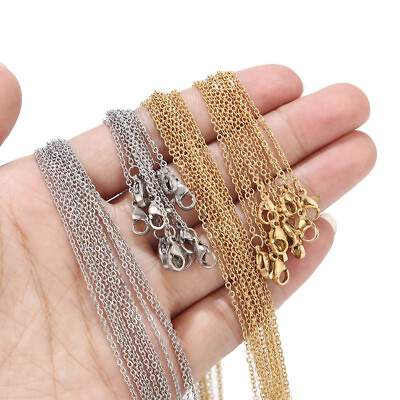 #ad 50pcs lot Stainless Steel Necklace Chain 1.5MM 2MM Gold Steel Color DIY Necklace $21.90