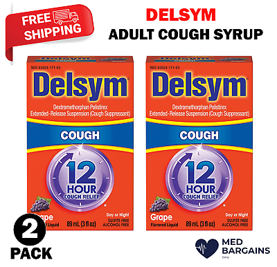 #ad Delsym Adult Cough 12hr Relief Suppressant Liquid Grape Flavor 3 Ounce 2 Pack $9.99
