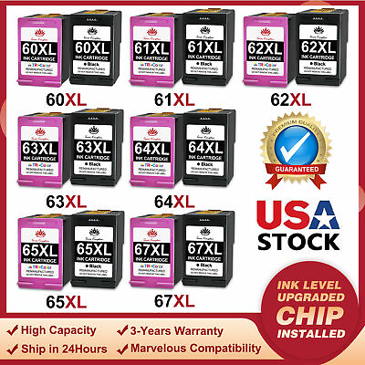 #ad Black Color Ink Cartridge 60XL 61XL 62XL 63XL 64XL 65XL 67XL for HP Printer Lot $13.85