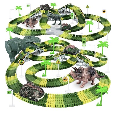 #ad Dinosaur Toys 252 PCS Create A Dinosaur World Race Track Play set $24.99