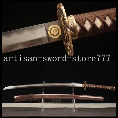 #ad Japanese Dragon Sword Hand Forged Damascus steel clay tempered full tang blade $835.14