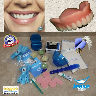 #ad Denture Kit full upper full lower False Dentures teeth $85.00