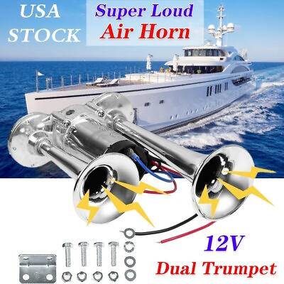 #ad #ad Air Train Horn Kit for Truck Car Super Loud 1000DB 12V Electric Trains Horns US $35.68