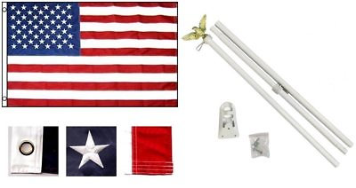 #ad 3x5 US USA flag American EMBROIDERED Stars amp; Stripes 6ft Flag Pole Kit House $33.33