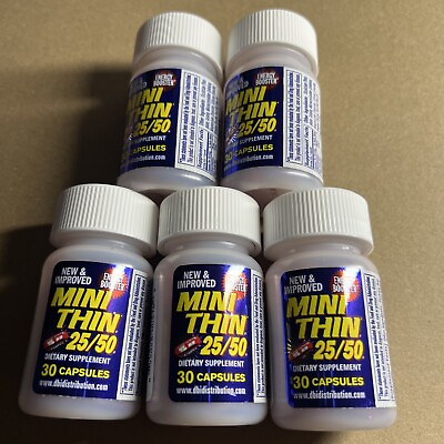#ad Mini Thin 25 50 Energy Booster Pills 5 Bottles 150 Pills Free Ship $23.99