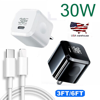 #ad #ad 30W Fast Charger Block USB Type C Wall Power Adapter For iPhone 14 13 12 11 XR 8 $8.99