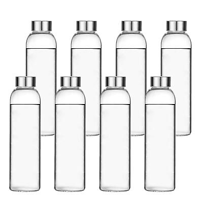 #ad Glass Water Beverage 16oz Drinking Bottles With Leakproof Stainless Steel Cap 50 $35.75