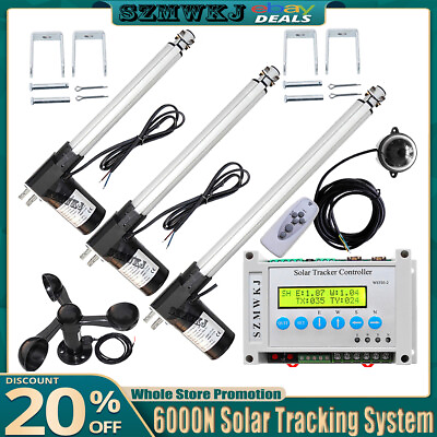 #ad Complete 6000N Dual Axis Solar Tracker LCD Sunlight Solar Panel Tracking System $169.99
