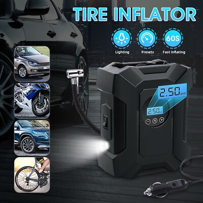 #ad Car Tire Air Compressor Portable Electric Air Pump 12V Inflator Car LED Light $15.99
