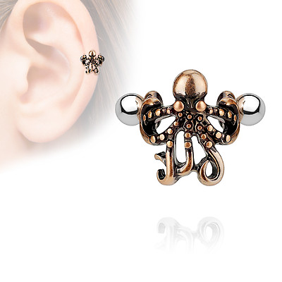 #ad Octopus Cartilage Piercing Helix Cuff Shield Barbell Stud Ear Ring $9.75
