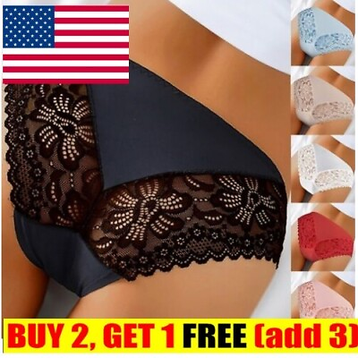 #ad Womens Seamless Underwear Sexy Lace Lingerie Knickers Ice Silk Hot Panties Brief $8.45