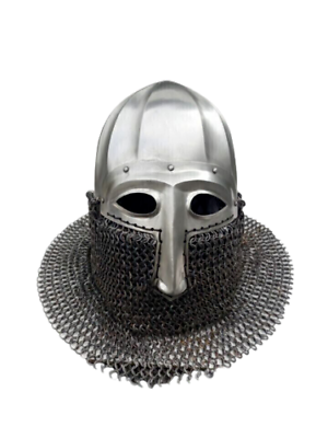 #ad Medieval Antique Steel Helmet Tournament helmet with chain mail Armor Helmet $170.82