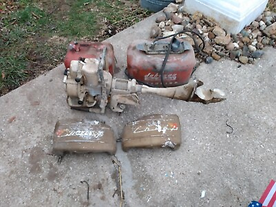 #ad Vintage Chief Boat Motor and two gas tanks $300.00