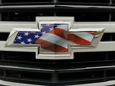 #ad Fits Chevy Tahoe Silverado Suburban Emblem Bowtie American Flag Overlay Decal $14.49