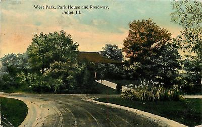 #ad Joliet Illinois West Park Park House and Roadway Trolley Tracks 1912 PC $5.00