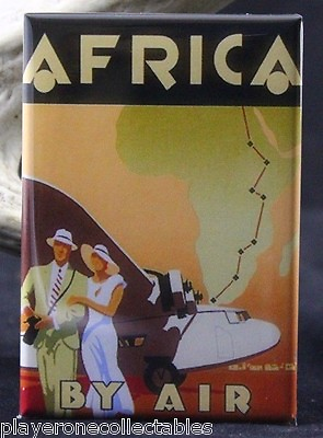 #ad Africa By Air Vintage Travel Poster 2quot; x 3quot; Fridge Locker Magnet. $6.39