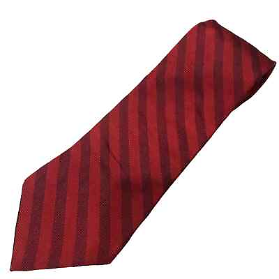 #ad Express Mens One Size Red Classic Italian Silk Neck Tie 2 Tone Diagonal Stripes $14.40