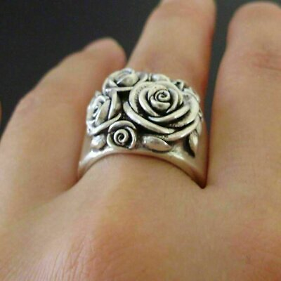 #ad Gorgeous Flower Silver Color Rings for Women Jewelry Party Rings Size 6 10 $4.05