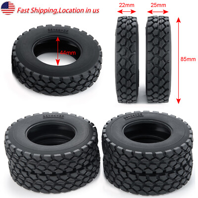 #ad 22 25mm Width Black Rubber Tyres Wheel Tires for Tamiya 1 14 RC Trailer Tractor $14.65