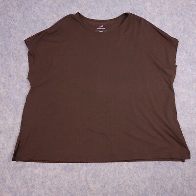 #ad J. Jill Shirt Womens 2X Brown Luxe Supima Relaxed Tee Stretch $14.99