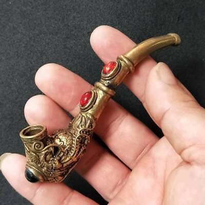 #ad Solid Brass Vintage Cigarette Holder Dragon Filter Pipe Cigarette Holders Gift $14.99