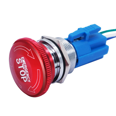 #ad 22mm Metal emergency stop Rotary put push lock 12V Emergency stop button switch $18.99