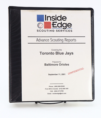 #ad Original Inside Edge 9 11 01 Toronto Blue Jays Advanced Scouting Report Orioles $149.99