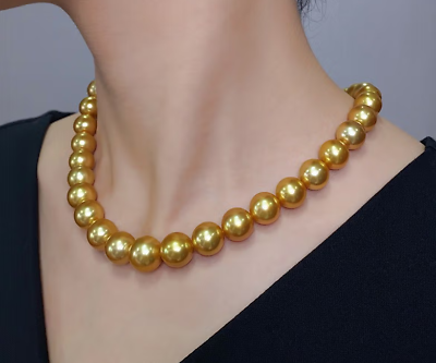 #ad HUGE 18quot;12 13mm natural south sea genuine gold perfect round pearl necklace 14K $560.00
