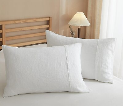 #ad 100% Linen Queen Size Pillow Cases Set of 2 Premium Quality Super Soft Flax L... $30.90