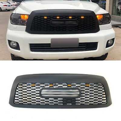 #ad Front Grille Fit For Toyota Sequoia 2010 2018 Black Grill With LED Lights $259.00