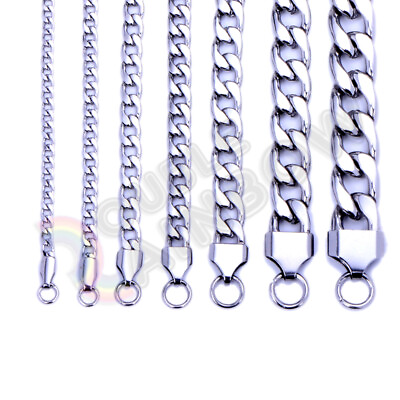 #ad Men#x27;s Women#x27;s Stainless Steel Necklace Silver Cuban 3 12mm Chain Link C08 $9.48
