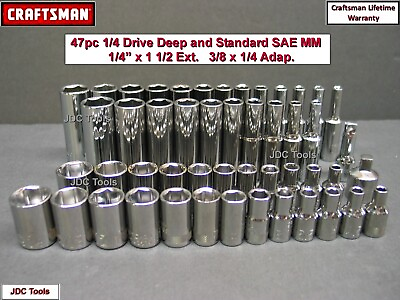 #ad CRAFTSMAN 47pc Short amp; Deep 1 4 SAE METRIC MM 6pt ratchet wrench socket set $56.95