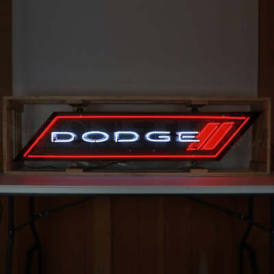 #ad Dodge Light Up Neon Garage Wall Sign in Steel Can Housing 60quot;x12quot;x6quot; $1299.95