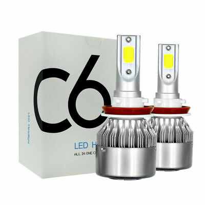 #ad 2PCS Car LED Headlight C6 H8 H9 H11 72W Lamps 6400LM 6000K COB Bulbs Light Kit $11.26
