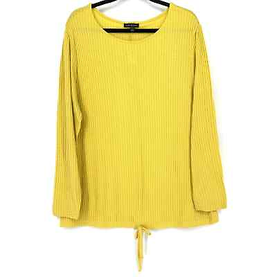 #ad Lane Bryant Top Women#x27;s Sz 14 16 Waffle Knit Shirt Long Sleeve Solid Yellow NEW $14.97